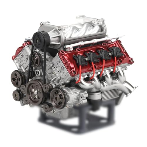 Helixsun MAD RC 3D Engine Model, Printed Resin Simulation Dynamic V8 Engine Internal Combustion Engine Model+Supercharger Model+Plastic Battery Box