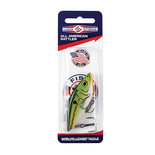 Fish Luck E All American Rattler Crankbait (1/2 Ounce) 2.25 Inch Rattling Crank Bait Lure, Made in the USA, Bass