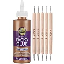 Aleenes Original Tacky Glue - 4Ounce, Quick Dry Craft Glue for Paper, Felt, Wood, Foam, Fabric - All Purpose Precision Glue, Pixiss Wooden Art Dotting Stylus Pens
