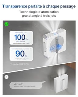 ECOVACS WINBOT W2S Omni Robot Nettoyeur de vitres avec Station, Nettoyage Intelligent Bord à Bord avec la TruEdge™, Charge en Fonctionnement, pulvérisateur d'eau 3 Jets, Protection 12 Niveaux