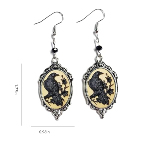 Gothic Black Crow Drop Earring Vintage Punk Crows Earrings Halloween Party Jewelry for Women4