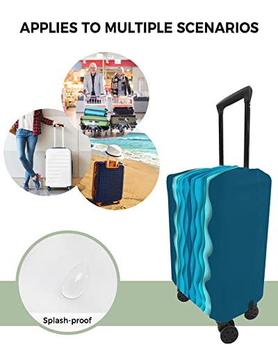 Travel Luggage Cover Spandex Elastic Suitcase Cover for Luggage, Scratch Proof Luggage Cover Protector for Trunk Case 29-32 Inch Luggage, Ombre Water Ripples Blue4