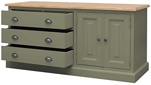 Image of APRODZ Mango Wood Leo Storage Entertainment TV Stand Unit for Living Room | Green Finish