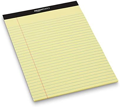 Amazon Basics Legal/Wide Ruled 8-1/2 by 11-3/4 Legal Pad - Canary (50 Sheet Paper Pads, 12 pack)