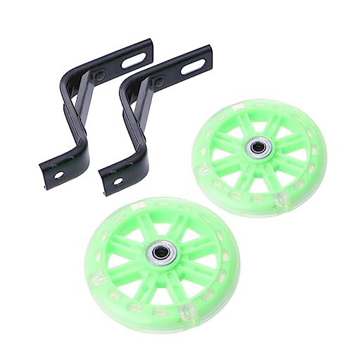 Homoyoyo 2 piezas de ruedas de entrenamiento para bicicleta - estabilizadores resistentes con LED - verde miniatura 1