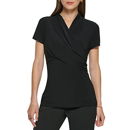 DKNY Women's Short Sleeve Suit Blouse