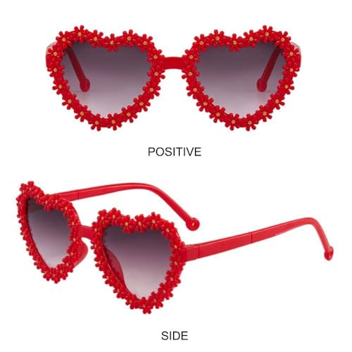 Sun Protection Kids Daisy Sunglasses Vintage Flower Sun Glasses Heart-Shaped Festival Party Glasses4