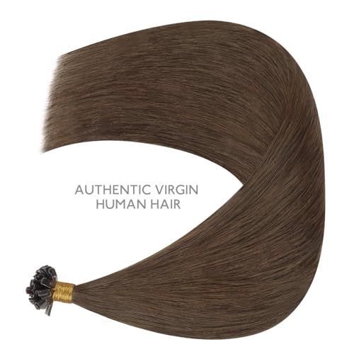 Image of WENNALIFE U Tip Hair Extensions Human Hair, 50g 50s 24 Inch Muted Light Brown Brunette Remy Hair K Tip Invisible Straight Keratin Bond Hot Fusion Hair