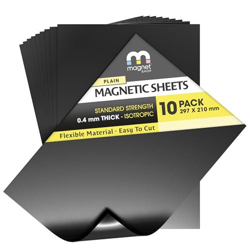 TMS A4 Magnetic Sheets - Magnets for Crafts 0.4mm Flexible Sheeting for Die Storage Art Crafts or Making your own Fridge Magnets - 10 Pack - by The Magnet Shop