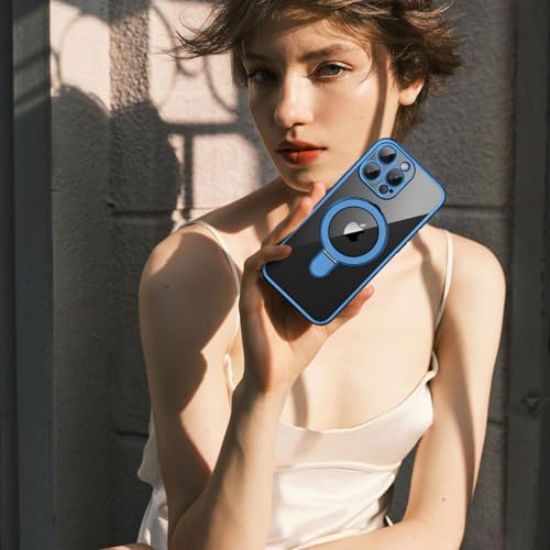 Coque iPhone 16 Pro Max transparente avec anneau de support invisible bleu