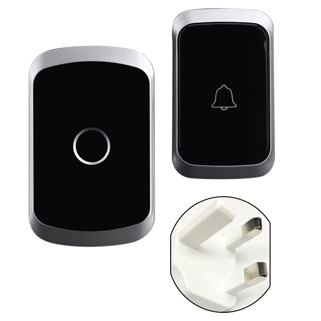 LED Adjustable 4 Volume 1000FT Wireless Doorbell Chime [1 Plugin Receiver+1 Transmitter] UK Plug (Black)