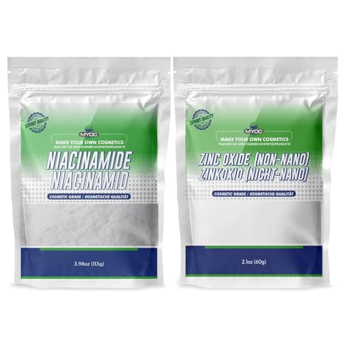 MYOC Paquete combinado: polvo de niacinamida, 113 g, 3,8 oz y óxido de zinc blanco, set de cuidado de la piel brillante y protector (60 g)