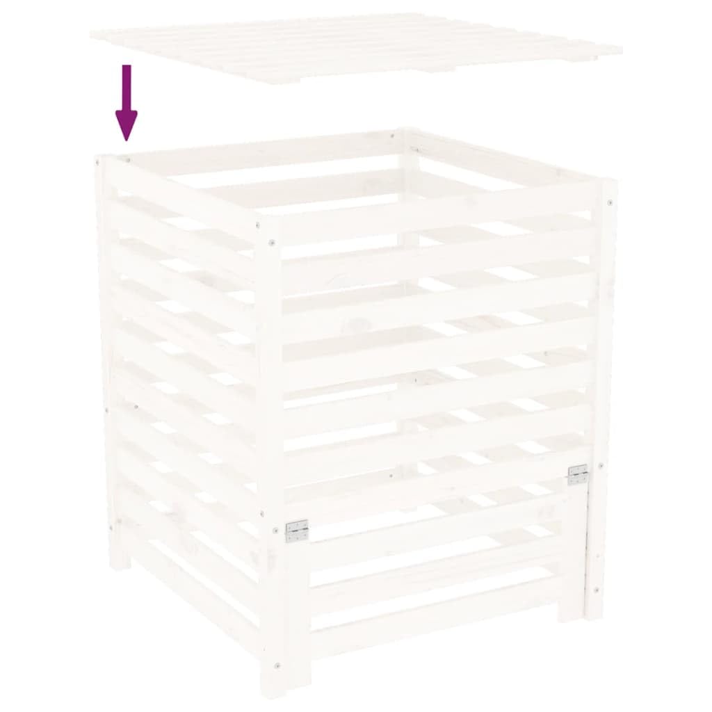 Générique Composteur Blanc 82,5x82,5x99,5 cm Bois Massif de pin,Maison & Jardin, Pelouses & Jardins, Jardinage, Compostage, Composteurs, Blanc (Poids 20KG)
