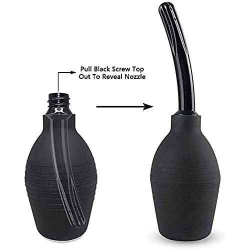 Clean and Healthy Anal Douche for Women,Shower Enema Bulb Cleaner Wash Flusher System for Women and Man 10 oz(Black)