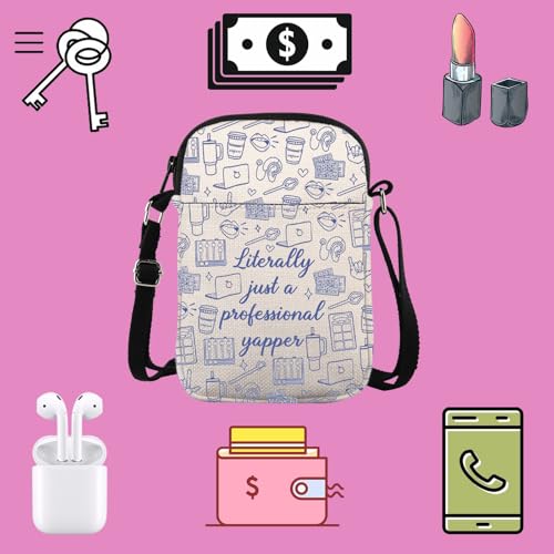 TSOTMO Funny SLP Gift Literally Just A Professional Yapper Speech Therapy Crossbody Bag Speech Language Pathologist Gift3