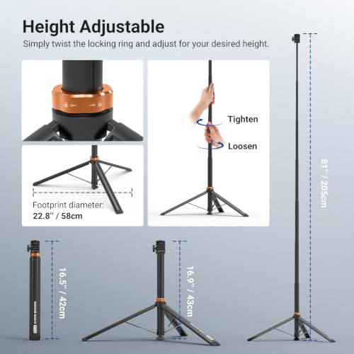 Image of NEEWER Basics Photography Light Stand, 81 inch Extendable Metal Portable Adjustable Camera Tripod for Continuous Output Lighting, 1 /4 inch Screw Compatible with Canon Nikon Sony DSLR Webcam Pocket 3, ST016