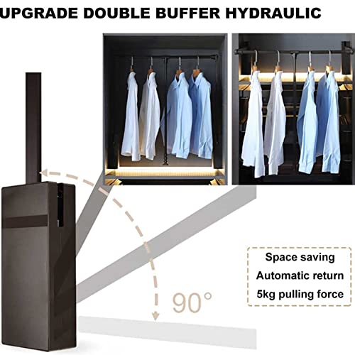 Pull Down Closet Rod Wardrobe Lift - Retractable Wardrobe Lift Hanger Organizer, Wall Mounting Industrial Wall Frame #TOP4