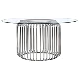 Coaster Home Furnishings - Veena - Glass and Metal - Round Clear Tempered Glass Top Dining Table with Chrome Base - Dining Room - 60-Inch - Polished Chrome - 193430BG