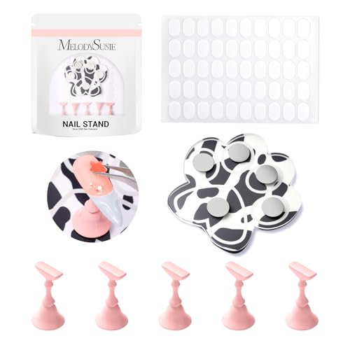 Image of MelodySusie Update Nail Stand for Press Ons, Cute Cat Claw Magnetic Base for Painting Display Holder with Reusable Double-Sided Tape for Home DIY Salon Supplies, Spotted
