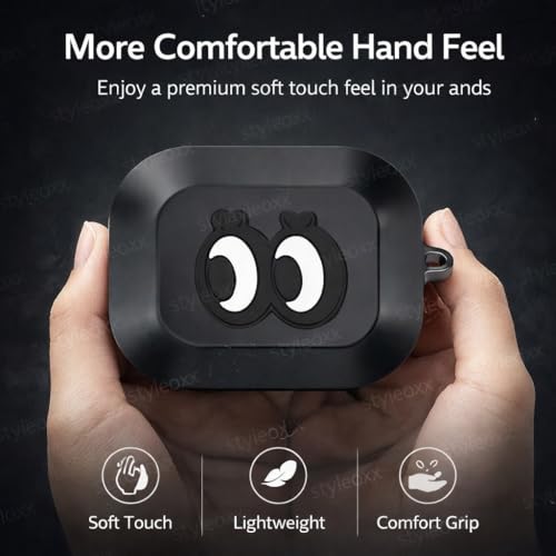 Image of Anvique Silicone Case Cover for Realme Buds Air 8, Dustproof and Shockproof Protection, Compatible with Realme Buds Air 8 (Black Eye)