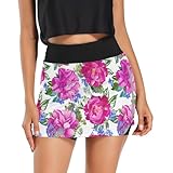 Damen Minirock, hohe Taille, Tennisrock, Wanderrock, Violett / Rosa, Lila, Rosa, Blumenmuster,...