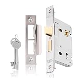XFORT® 3 Lever Polished Chrome Mortice Sashlock 75mm, Door Lock with Key for Internal and External Doors, Door Latch Mechanism and Key Locking Door Security, CE Approved and Fire Rated Protection