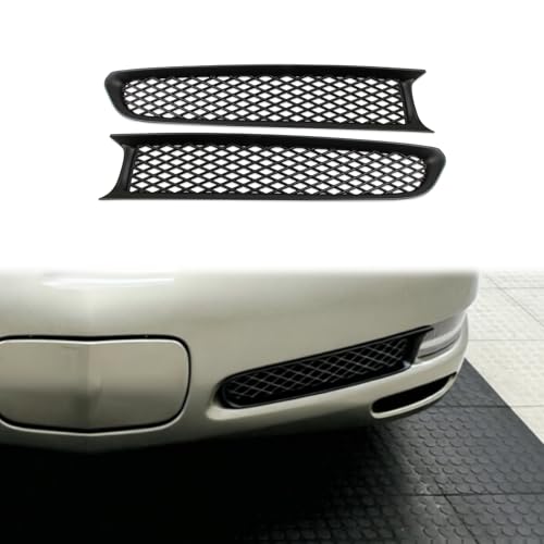 Image of Black Front Bump Reseau Cover Fog Trim Accessories for 1997-2004 Chevrolet Corvette C5 (Type B)