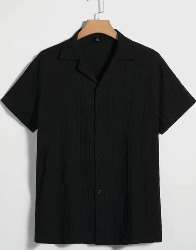 Image of Vikita Enterprise Kid Boy's Cotton Solid Shirt with Spread Collar Neck Half Sleeves Button Closure Curved Hem Length | Shirt For Kids Boys