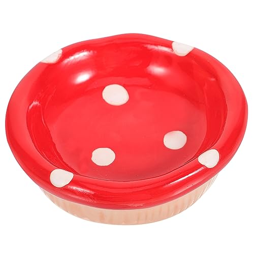 Garneck Ceramic Hamster Feeding Bowl Cute Mushroom Design for Animals and Pet Food Dish for Chinchillas and Other Household Pets Space Saving