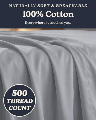 Image of Beckham Hotel Collection 100% Cotton Cal King Sheet Set, 4 PC, Light Gray