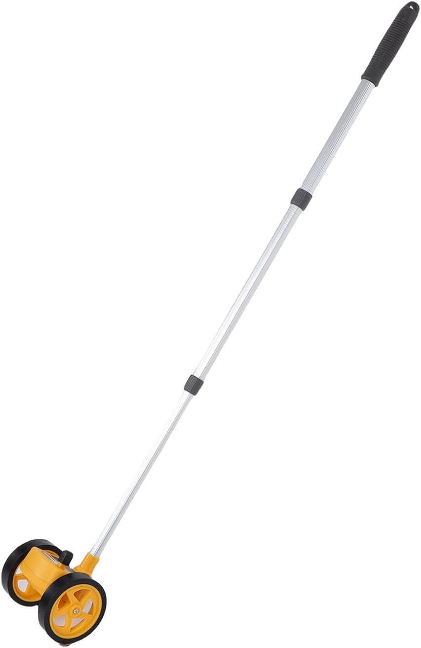 Dual 4 Inch Rolling Measuring Wheel, Accurate Distance Measurement Tool with Telescopic Rod, Roller Measure Wheel Range 0-9999.9m, for Construction, Landscaping