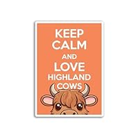 2 x 10cm Keep Calm and Love Highland Cows Stickers - Animals Carry On Positivity Kids Cartoon Cute Girls Boys Scrapbook Sticker #82023