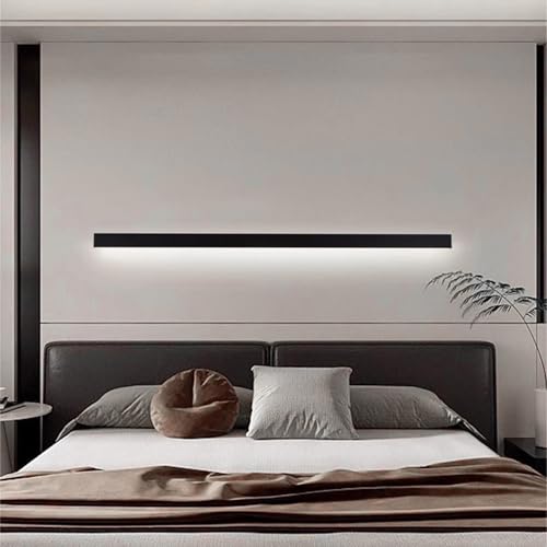Aplique de pared LED de 80cm moderno en aluminio negro con luz blanca para el pasillo de casa