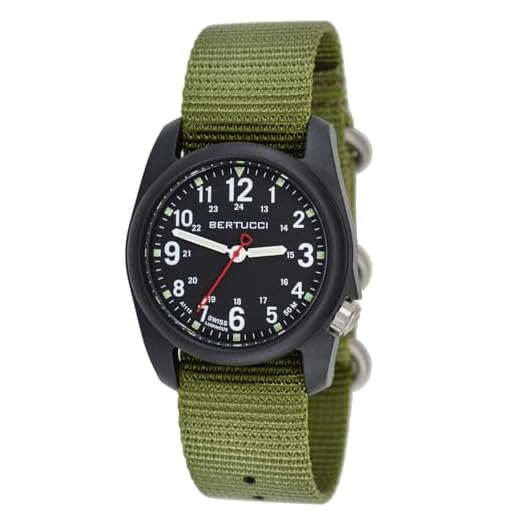 Bertucci Watch DX3 Watch, Fiber Reinforced Poly Resin Case, DX3 Nylon Band, Black Dial, Forest Band
