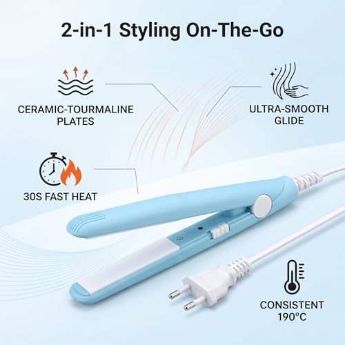 Plancha mini de cerámica para cabello con enchufe US miniatura 5