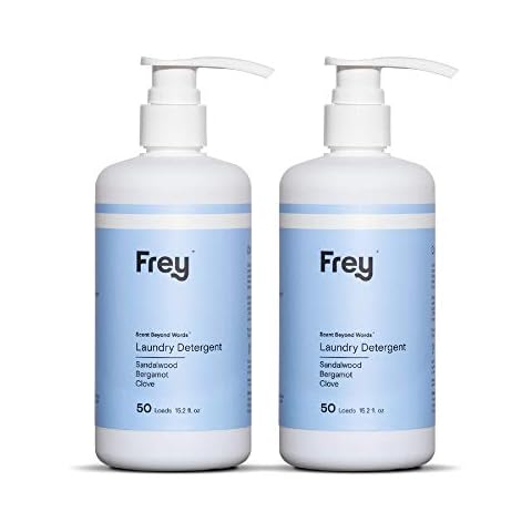 FREY Concentrated Natural Laundry Detergent - 50 Concentrated Loads of Long Lasting High Efficiency Liquid Laundry Detergent - Eco Friendly Blend of Great Smelling Biodegradable Natural Ingredients, Sandalwood/Bergamot/Clove, 2 Pack Cover