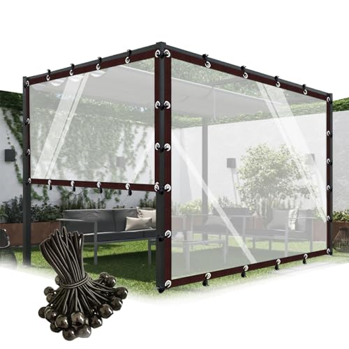 JIwqDY Lonas Impermeables con Ojales, Lona de Plástico de PVC Lona de Protección, para Patio, Terraza, Jardín(1.8x1.8m(5.9x5.9ft))