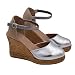 PASARELA - Sandalias Cuña Esparto Plata Metal Mujer 723 Mujer Color: Plata...