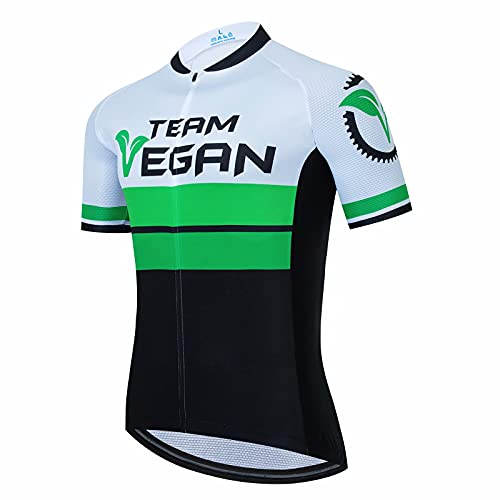 Vegan Cycling Team Summer Cycling Jersey MTB Bike Clothing Funny Cycling Jersey（XXL） Black
