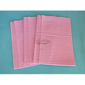 Disposable Patient Bibs Dental Tissue TattooTowels 100 Pcs/Case Pink Color 2 + 1 Ply Poly Waterproof 13″ X 18″