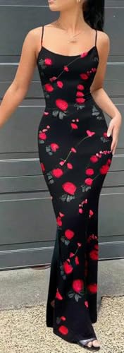 Image of Women's Summer Sexy Bodycon Maxi Dress Spaghetti Strap Elegant for Holiday Beach Vacation