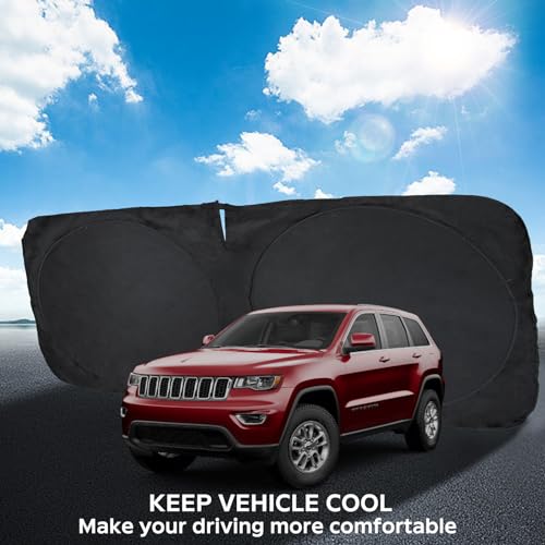 Image of Windshield Sunshade for Jeep Grand Cherokee 2011-2024 2025 2026 Sun Visor