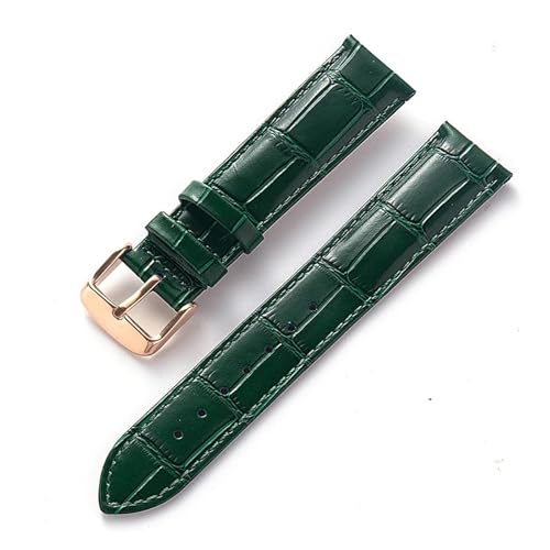 Bracelet montre cuir vert avec fermoir pliant pour boîtier Tank 14