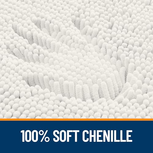 OLANLY Chenille Bath Mat 24" x 47", Extra Soft Absorbent Plush Bathroom Mat, Rubber Backing Quick Dry, Machine Washable Bath Mats for Bathroom Floor, Tub and Shower, Home Decor Accessories, Ivory by OLANLY - Image 3