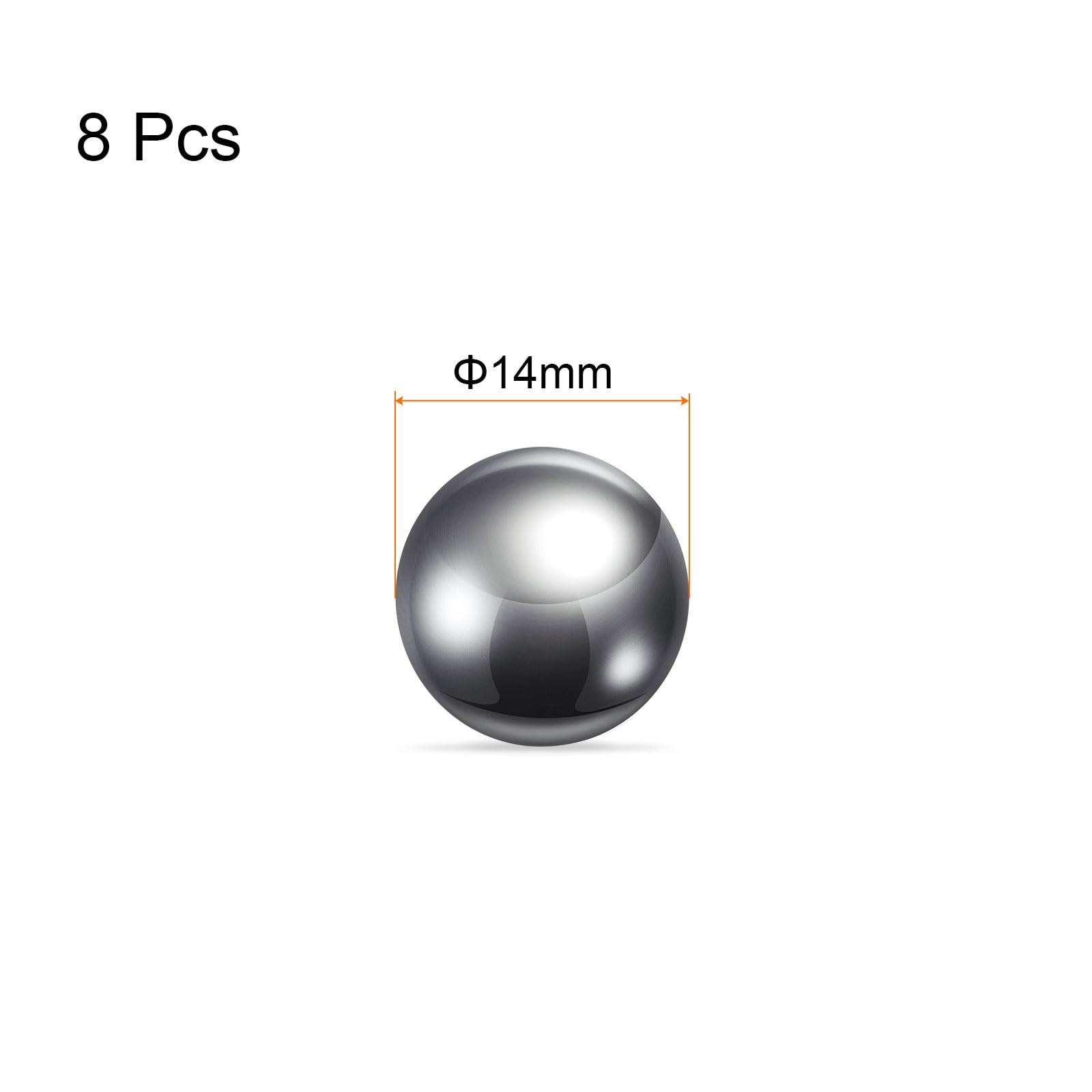 QUARKZMAN 8pz Precisione Sfere 14mm Diametro 304 Metallico di Precisione Cuscinetto a Sfera in Acciaio Inossidabile Sfere Acciaio Lucidi per Cuscinetti