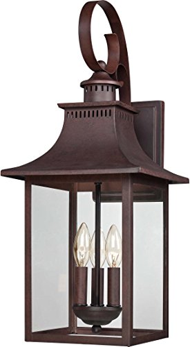 Quoizel CCR8410CU Chancellor Outdoor Lantern Wall Sconce, 3-Light, 180 Watts, Copper Bronze (24