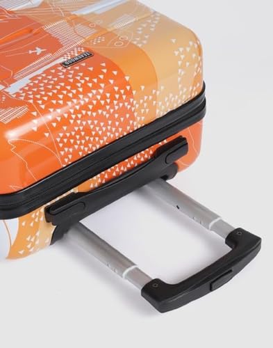 Image of TEAKWOOD LEATHERS Twin Printed 360 Degree Rotation Hard Cabin Trolley Bag (Orange, Small)