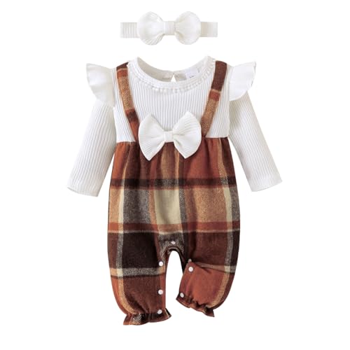 Baby Girl Clothes Fall Winter Outfits Ruffles Plaid Romper Long