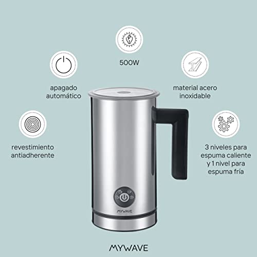 Miniatura 3 de My Wave - Espumador Y Batidora De Leche - Consigue La Espuma Óptima - Potencia 500w - Crea Espuma Con 3 Niveles De Leche Caliente Y 1 Nivel De Fría - Espumador Eléctrico Ideal Para Cafés Y Batidos!