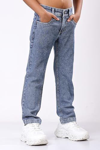 Image of London Hills Boys Regular Fit Mid Rise Jeans Premium Slim Fit Kids Comfortable Everyday Wear | Soft Cotton Button with Fly Zip